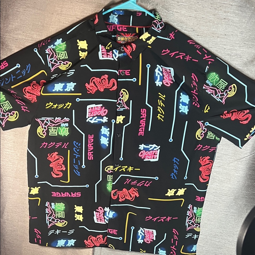 Fresh Prints of TOKYO Salvage Multicolor Graphic Black Shirt SIZE 3X